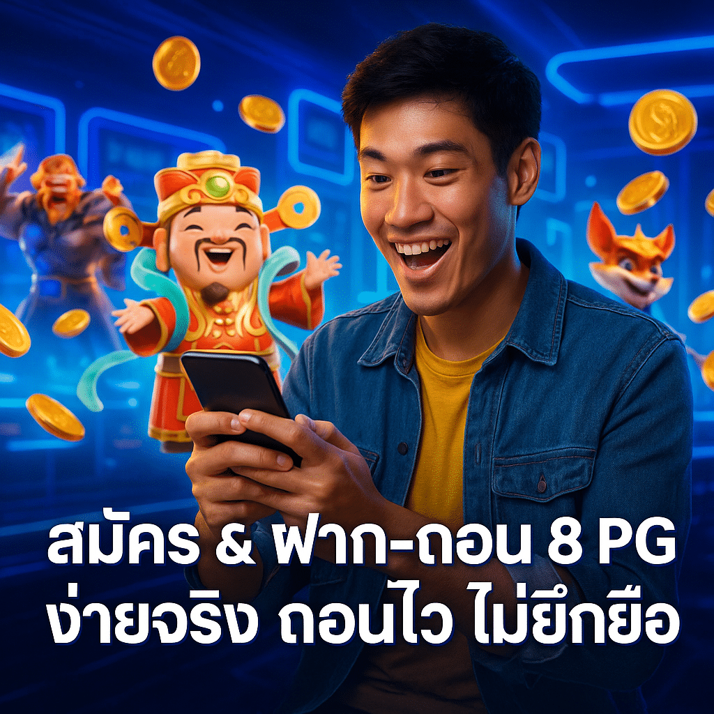 สมัคร ฝาก-ถอน 8 PG ง่ายจริง ถอนไว ไม่ยึกยือ